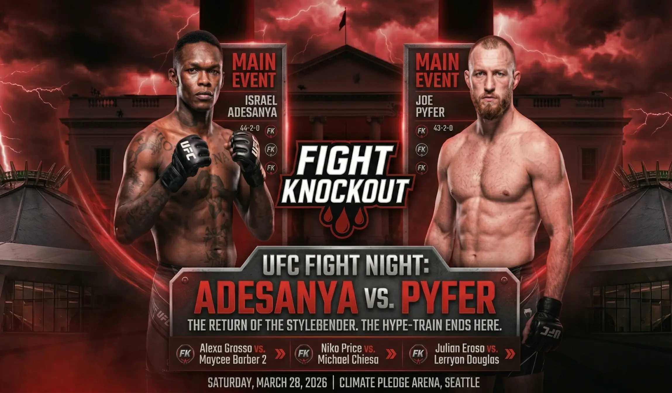 Israel Adesanya y Joe Pyfer frente a frente antes del combate estelar en Seattle
